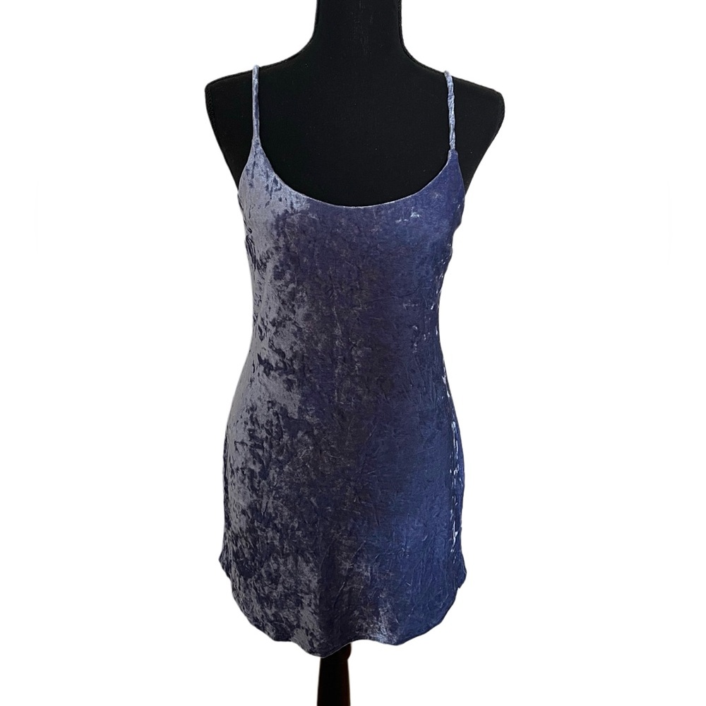 Forever 21 Velvet Blue Mini Spaghetti Strap Dress Size S